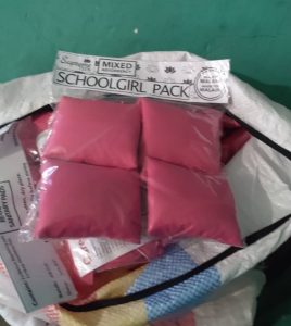 Packs of sanitary pads in Malawi